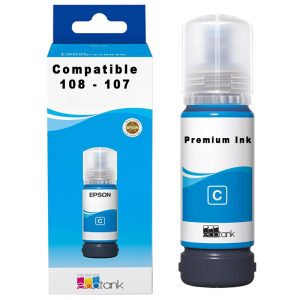 Bouteille Compatible Epson 107/108 Cyan de 3600 pages – Bouteille d’encre compatible Epson