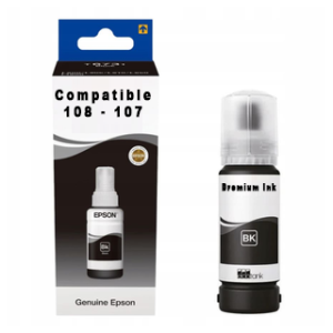 Bouteille Compatible Epson 107/108 Noir de 3600 pages - Bouteille d'encre compatible Epson