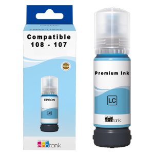 Bouteille Compatible Epson 107/108 Light Cyan de 3600 pages – Bouteille d’encre compatible Epson