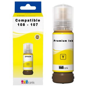 Bouteille Compatible Epson 107/108 Yellow de 3600 pages – Bouteille d’encre compatible Epson